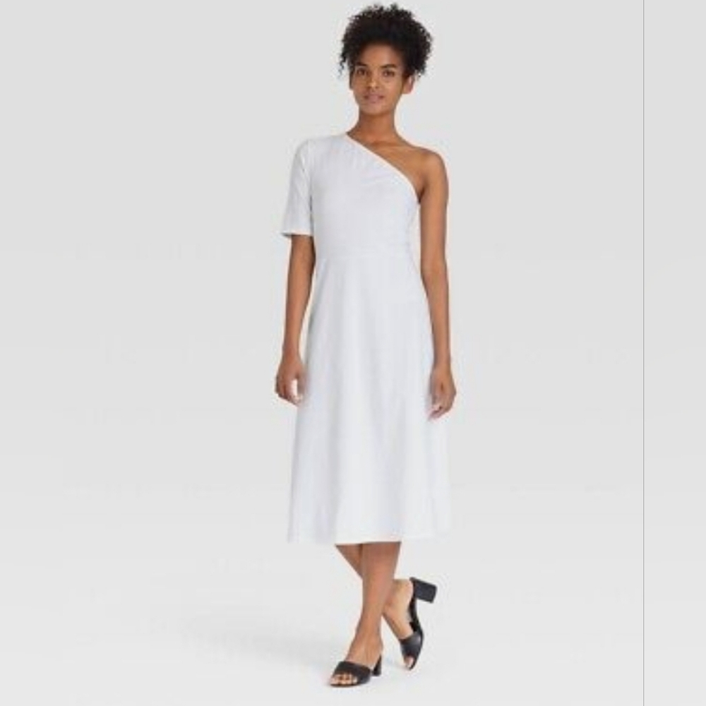 Off The Shoulder White Dress Resortwear Vacation Office Wear Business Casual - Picture 3 of 9
